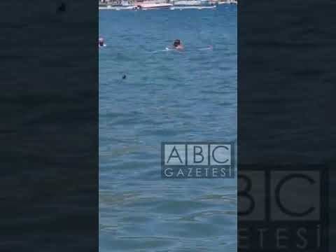 Marmaris Sahilinde Köpekbalığını Paspasla Kovaladılar